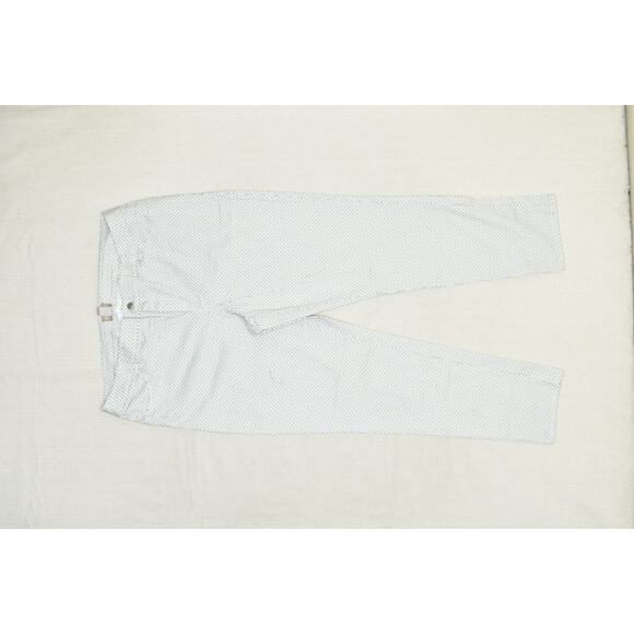 Chicos Pants Womens 3 White Blue Printed Capri Stretch Cropped Cotton Spandex - Picture 1 of 8